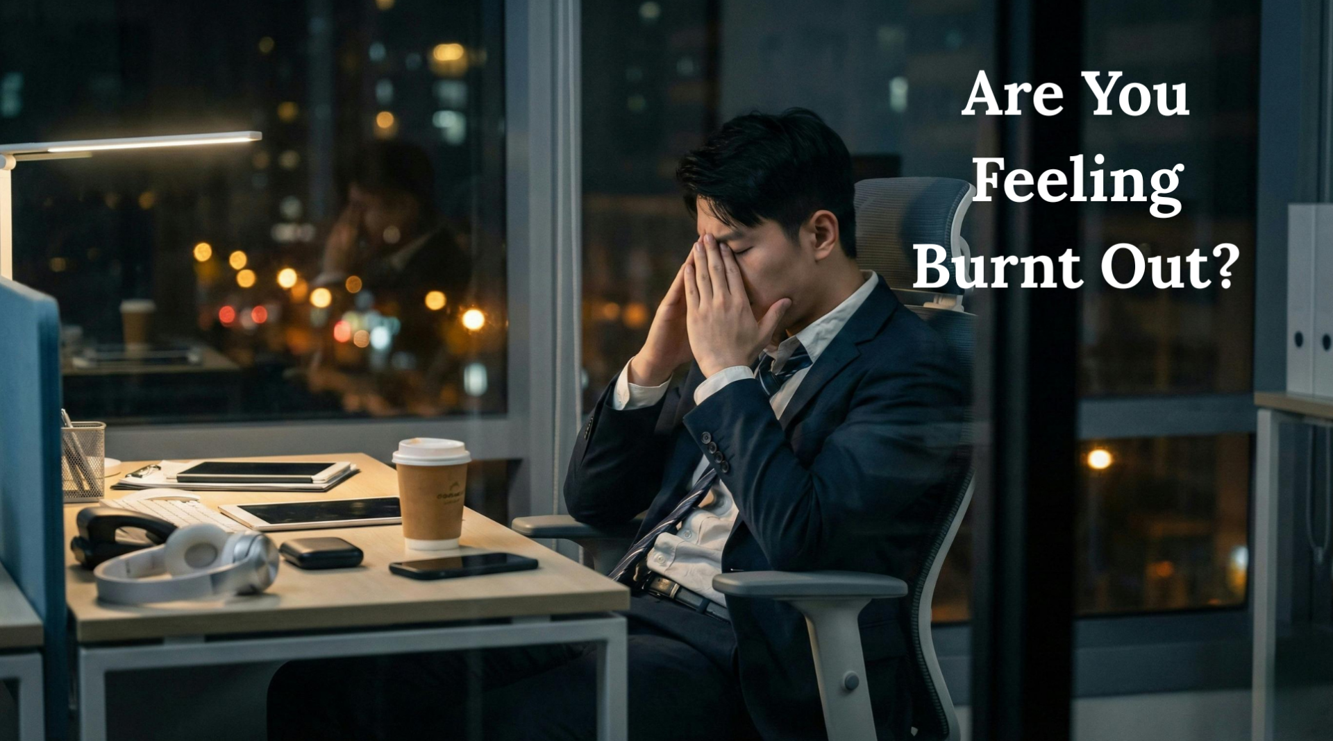 Person sitting alone at a desk with their head in their hands, appearing emotionally and physically exhausted, representing burnout caused by prolonged stress and overwhelm.