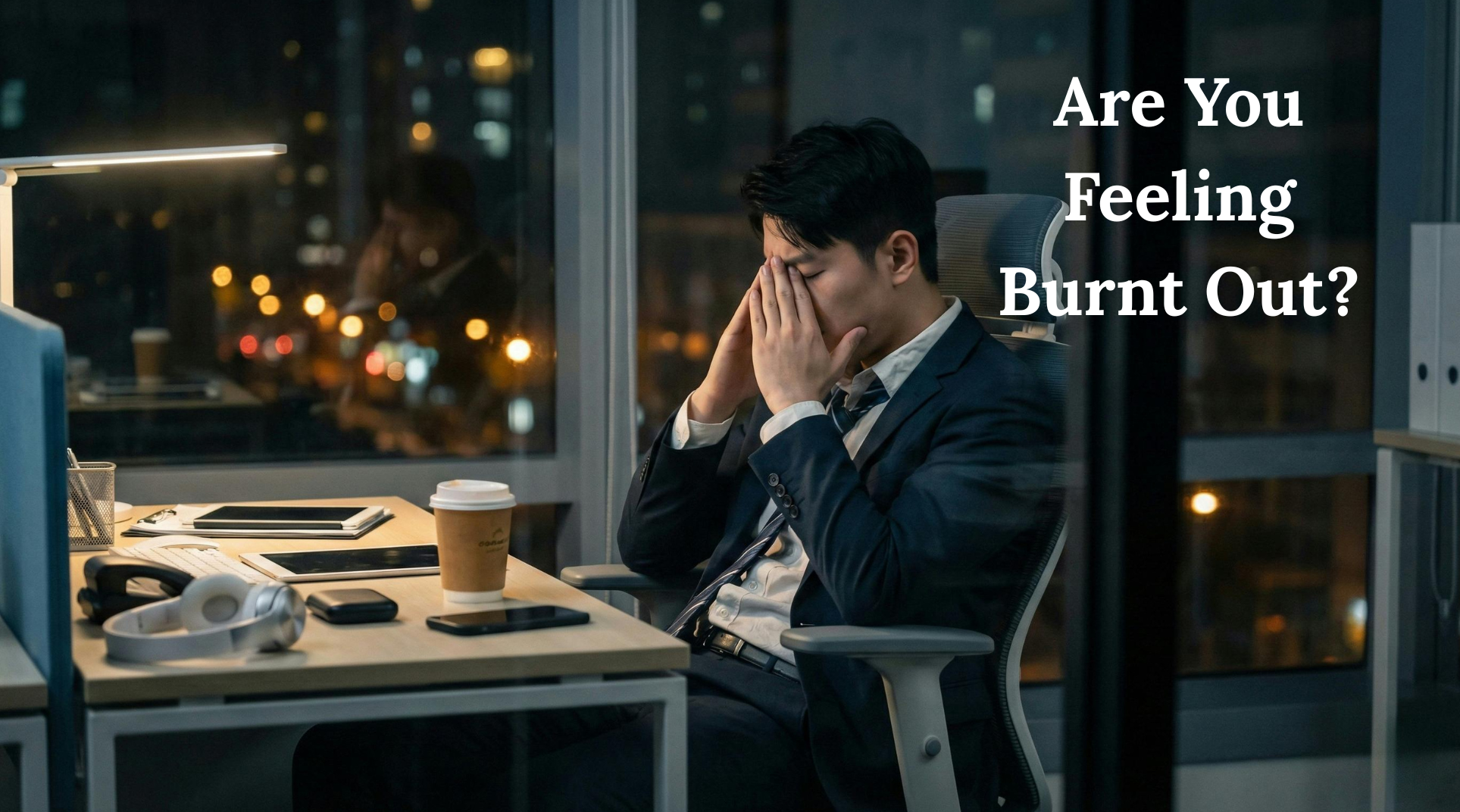 Person sitting alone at a desk with their head in their hands, appearing emotionally and physically exhausted, representing burnout caused by prolonged stress and overwhelm.